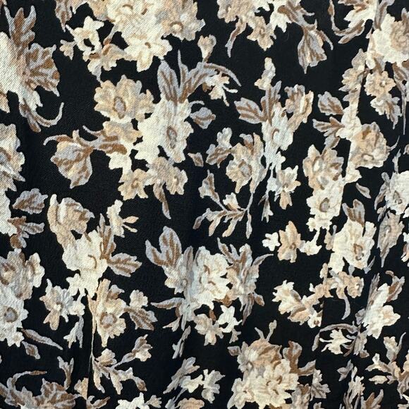 Anne Klein Vintage VTG A Line Black Floral Long Sleeve Buttons Short Dress 4 - Picture 7 of 8